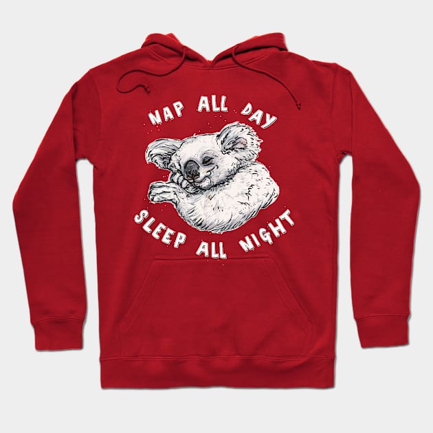 Nap All Day Sleep All Night Hoodie by minniemorrisart